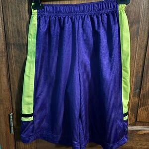 Nike Purple and Lime Green Boys' Athletic Shorts